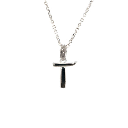 Silver 'T' Letter Pendant & Chain (16-18")