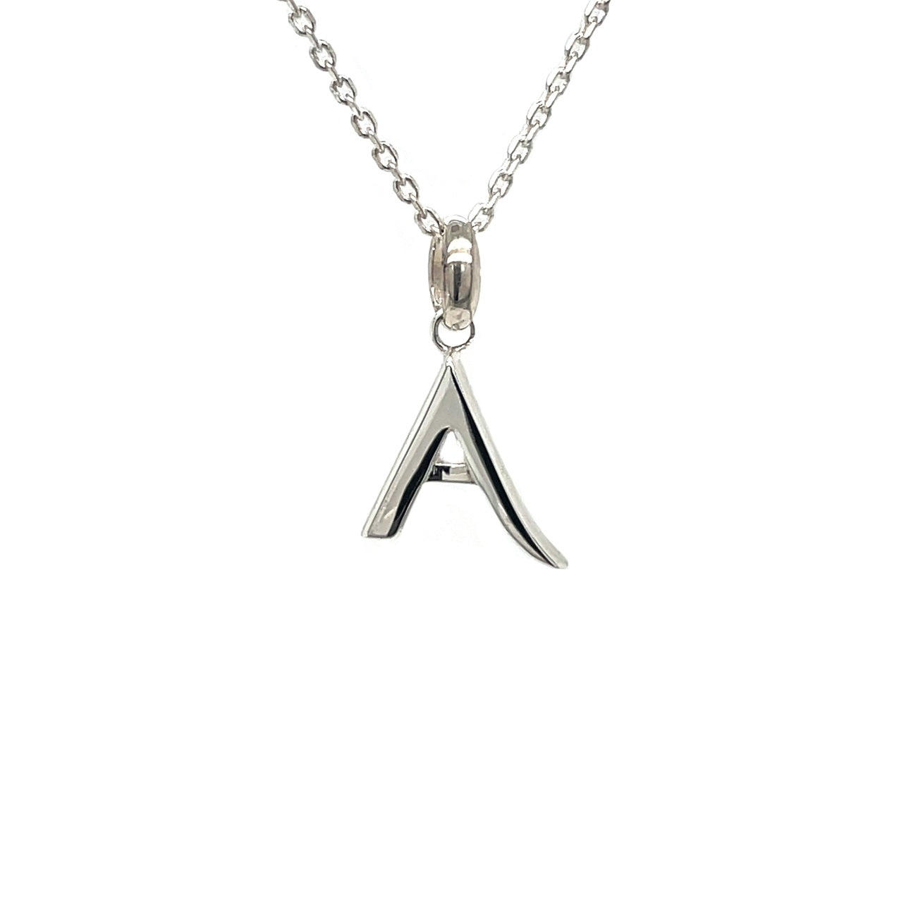 Silver Kit Heath 'A' Initial Pendant & Chain (16-18")