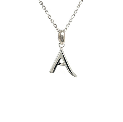 Silver Kit Heath 'A' Initial Pendant & Chain (16-18")