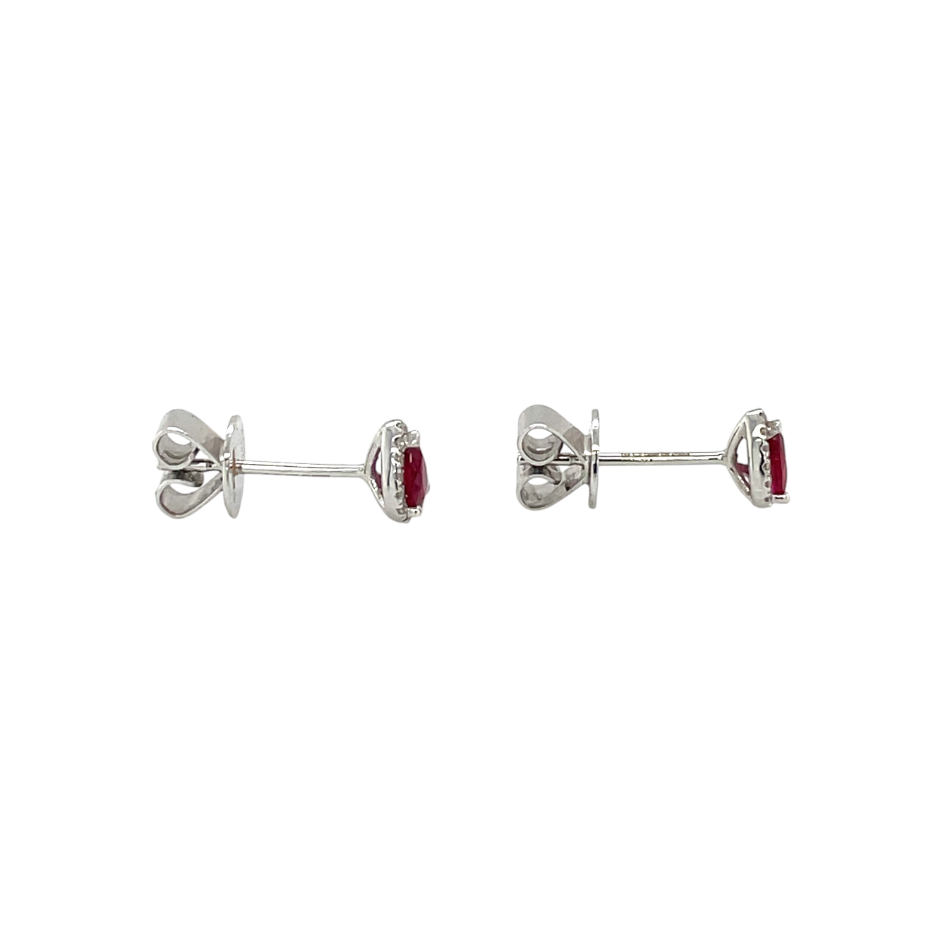 18ct White Gold Pear-Cut Ruby & Diamond Cluster Stud Earrings