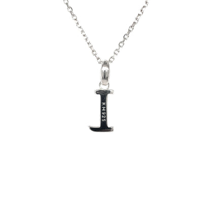 Silver 'I' Letter Pendant & Chain (16-18")