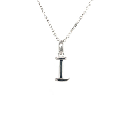 Silver 'I' Letter Pendant & Chain (16-18")