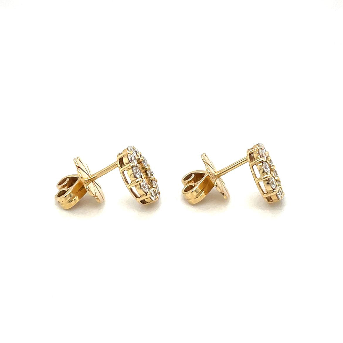 18ct Yellow Gold Diamond Circle Stud Earrings