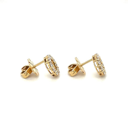 18ct Yellow Gold Diamond Circle Stud Earrings