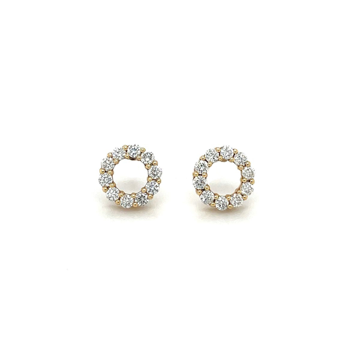 18ct Yellow Gold Diamond Circle Stud Earrings