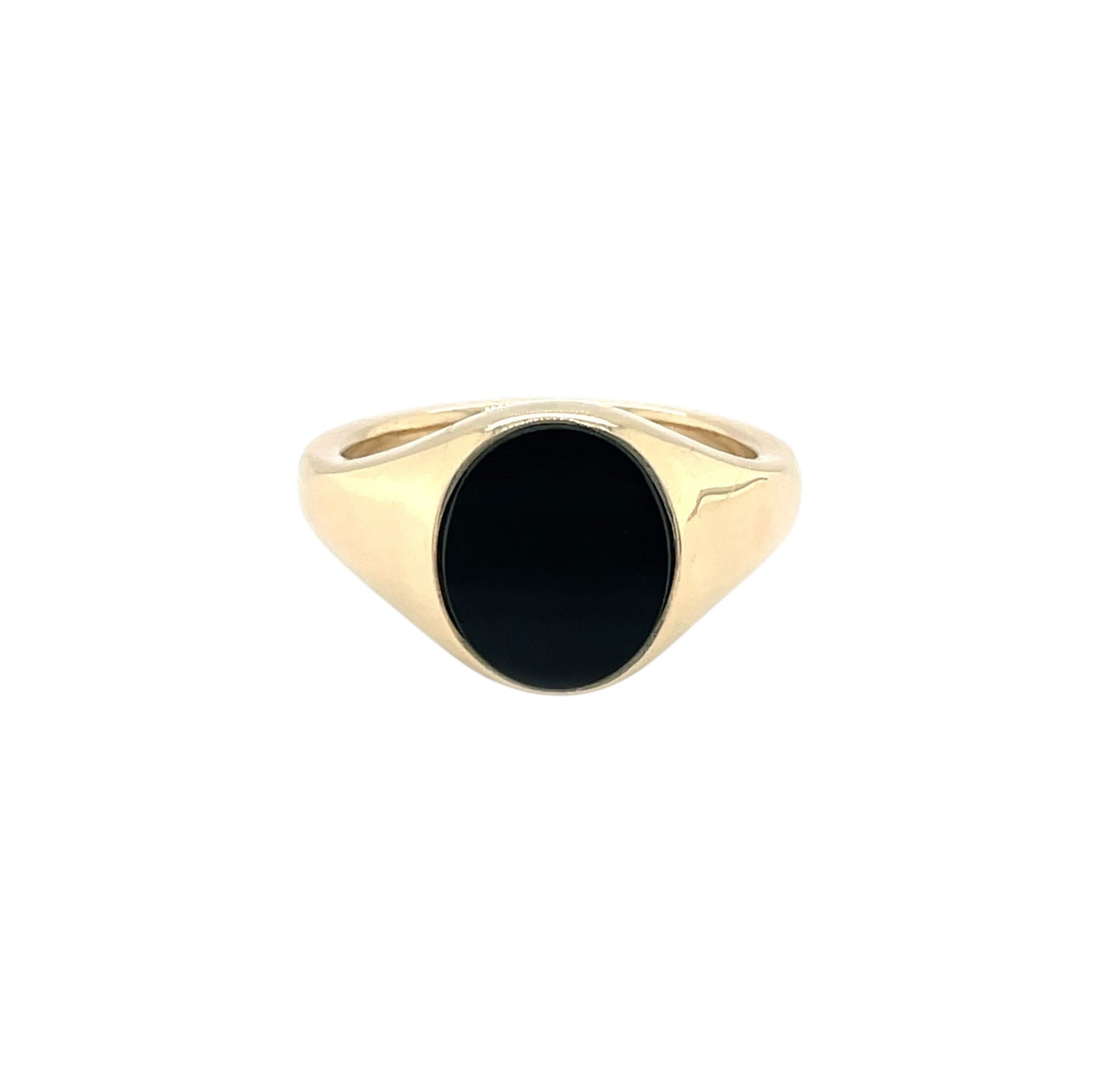 9ct Yellow Gold Oval Onyx Signet Ring (14x12mm)