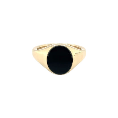 9ct Yellow Gold Oval Onyx Signet Ring (14x12mm)