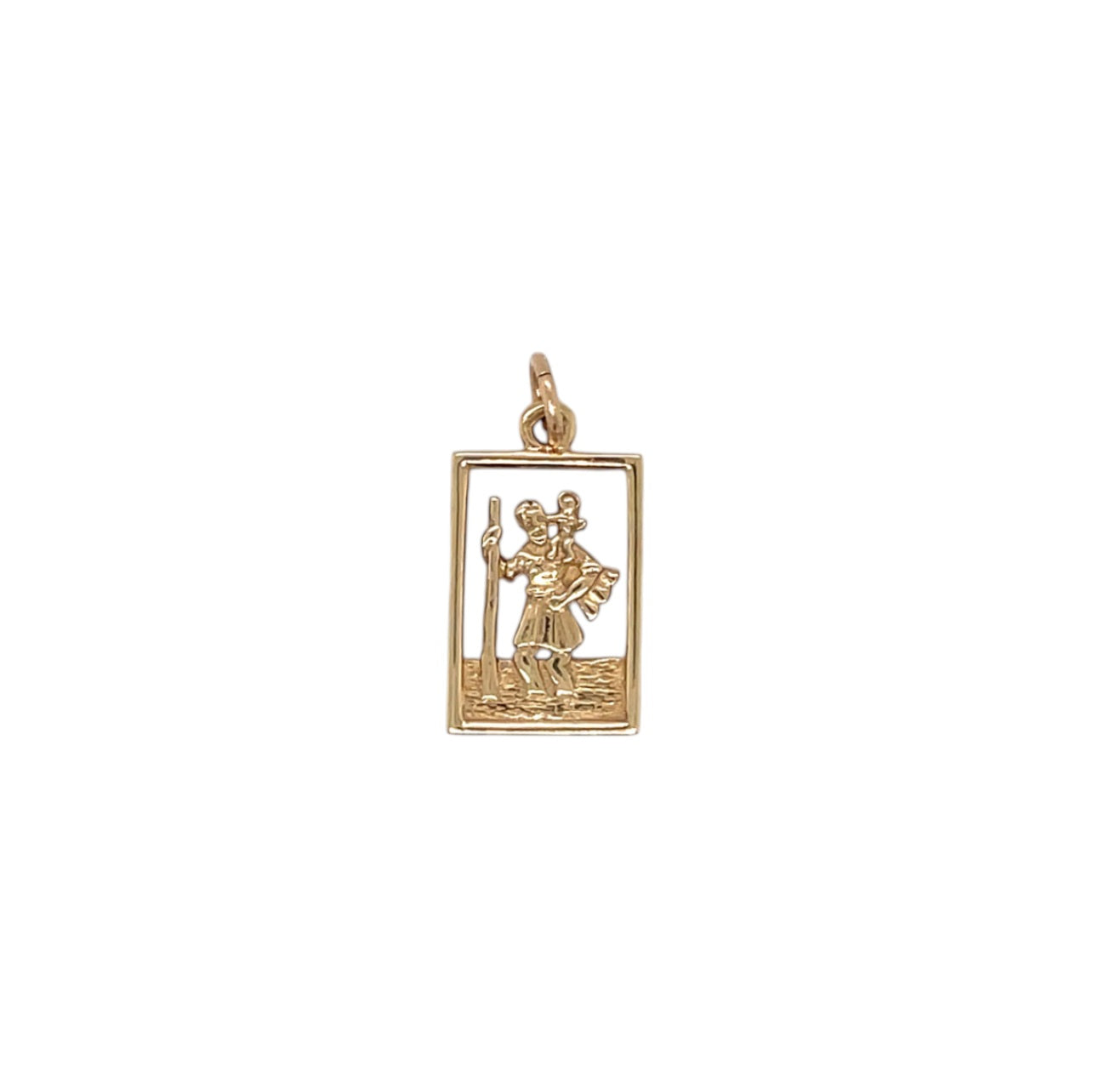 9ct Yellow Gold Square St Christopher Pendant