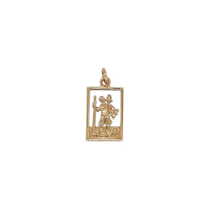 9ct Yellow Gold Square St Christopher Pendant