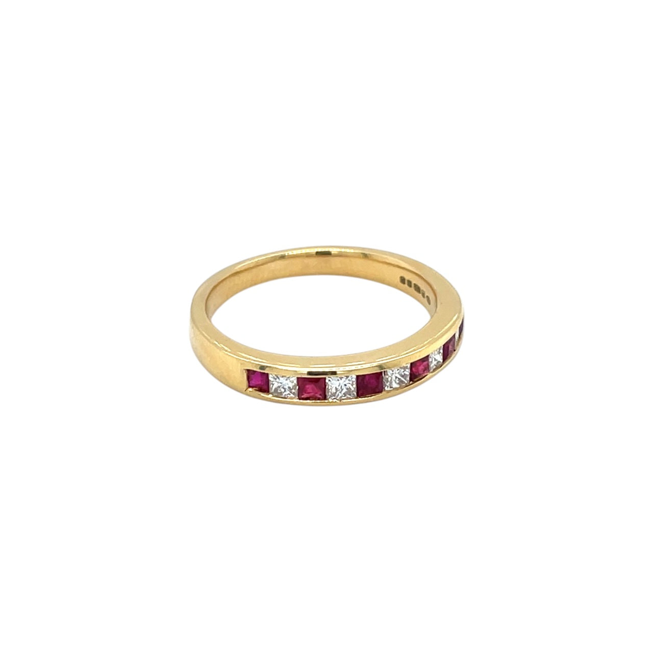 18ct Yellow Gold Ruby & Diamond 1/4 Set Eternity Ring (L1/2)