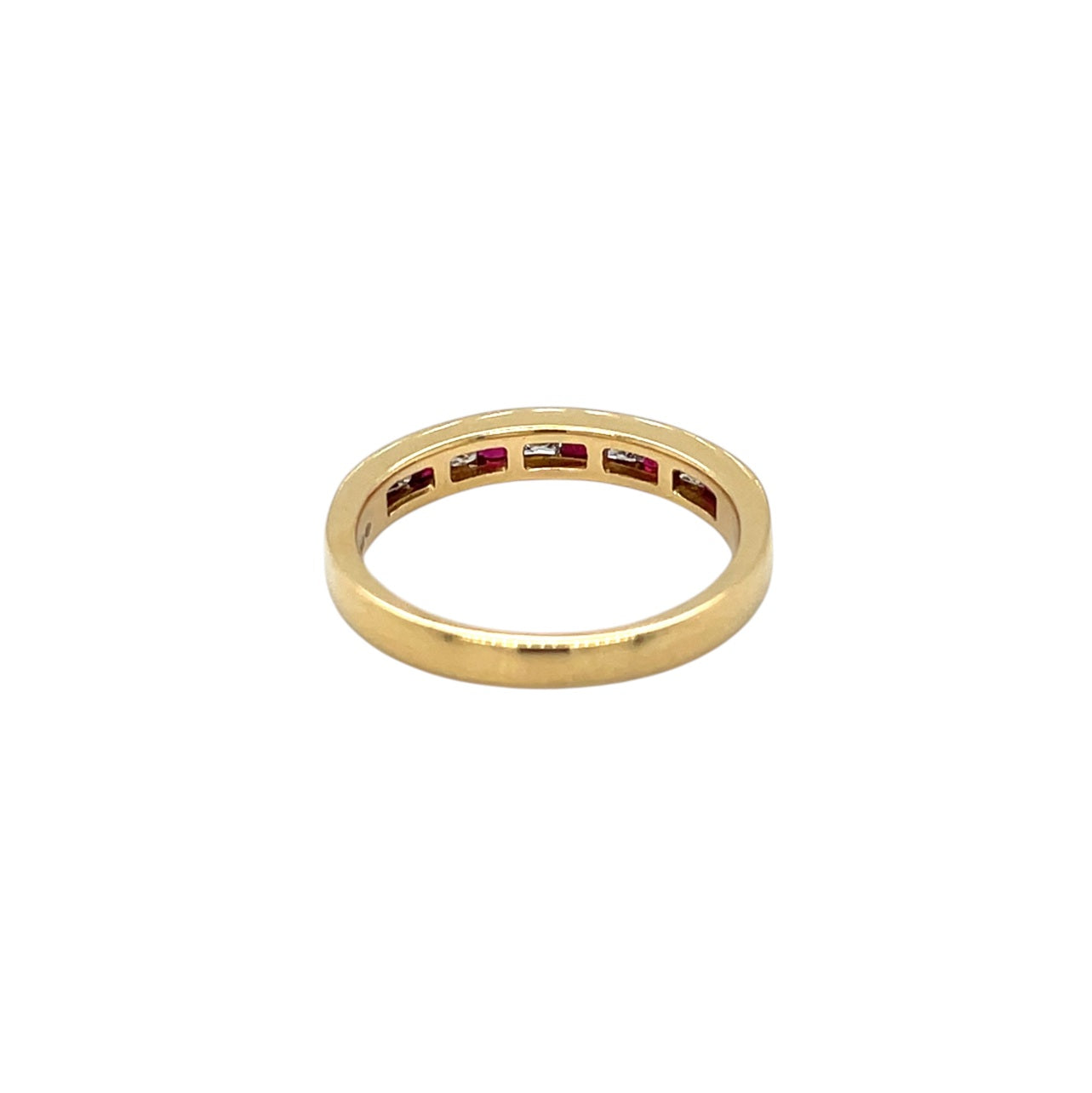 18ct Yellow Gold Ruby & Diamond 1/4 Set Eternity Ring (L1/2)