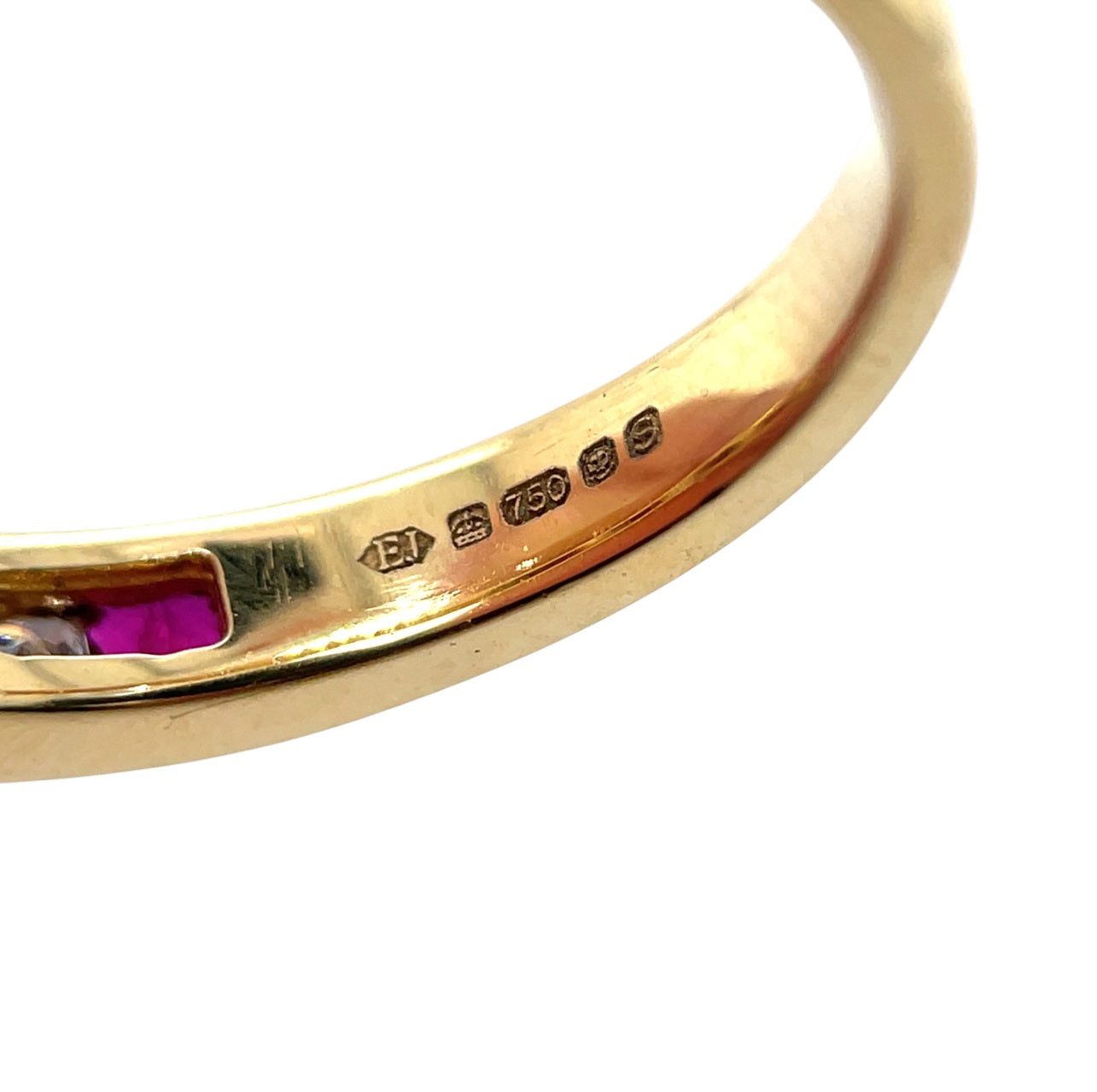 18ct Yellow Gold Ruby & Diamond 1/4 Set Eternity Ring (L1/2)
