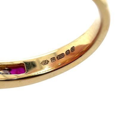 18ct Yellow Gold Ruby & Diamond 1/4 Set Eternity Ring (L1/2)