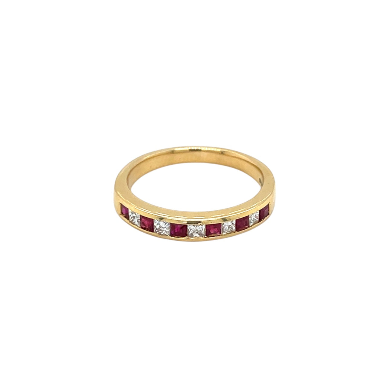 18ct Yellow Gold Ruby & Diamond 1/4 Set Eternity Ring (L1/2)