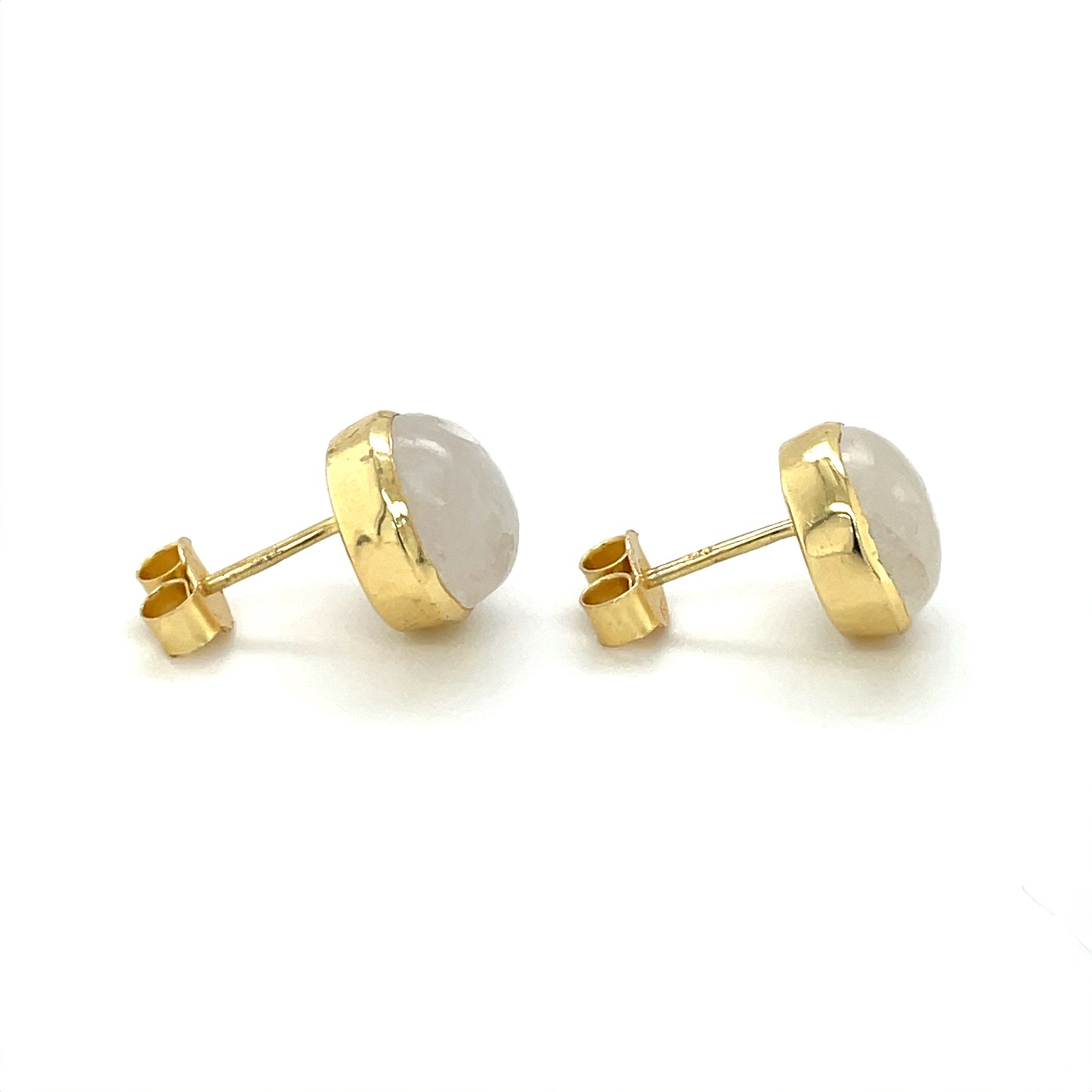 Yellow Gold Vermeil Moonstone Stud Earrings