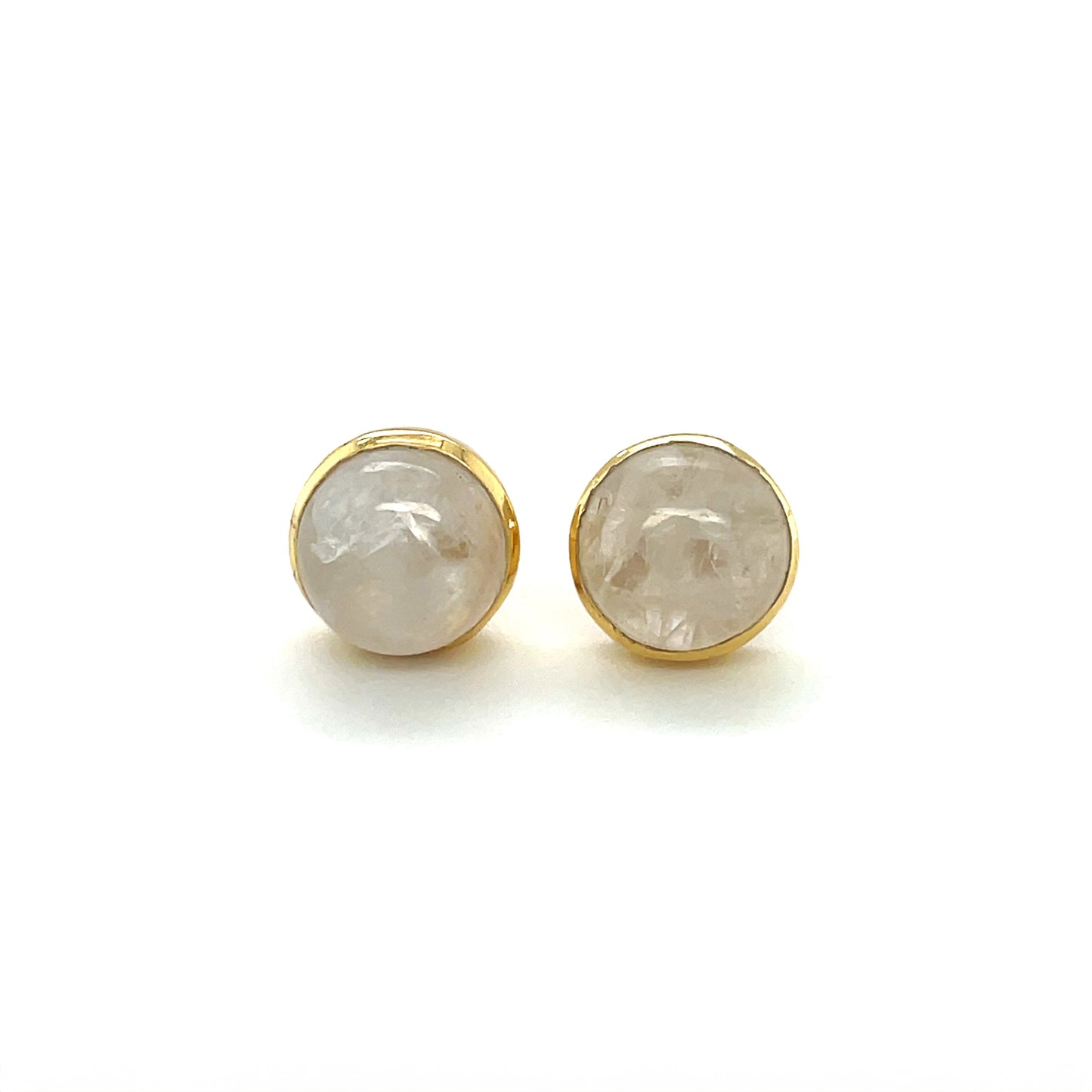 Yellow Gold Vermeil Moonstone Stud Earrings