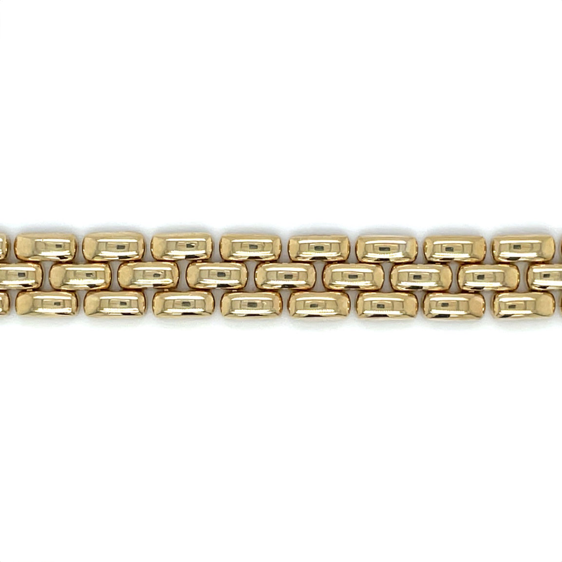 9ct Yellow Gold Three-Row Panther Bracelet