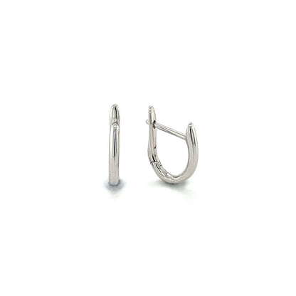 18ct White Gold Oval Huggie Hoop Earrings