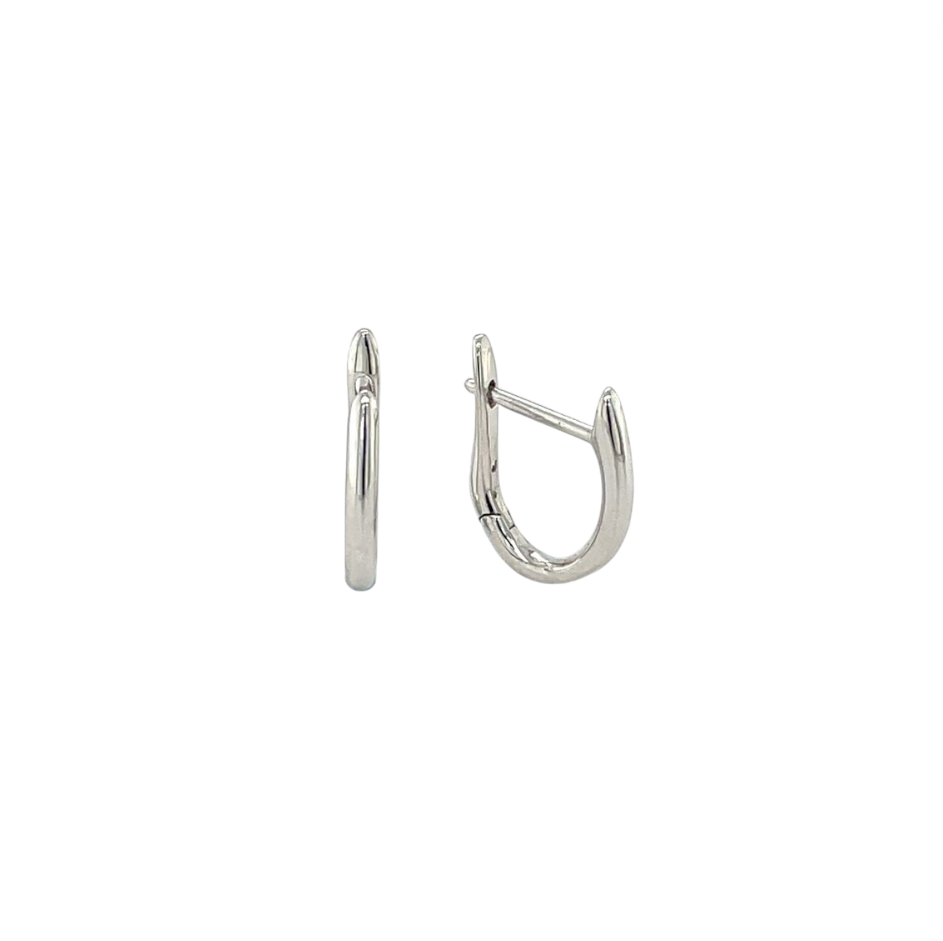18ct White Gold Oval Huggie Hoop Earrings