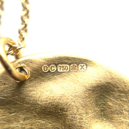 18ct Yellow Gold & Diamond Hammered Disc Pendant & Chain