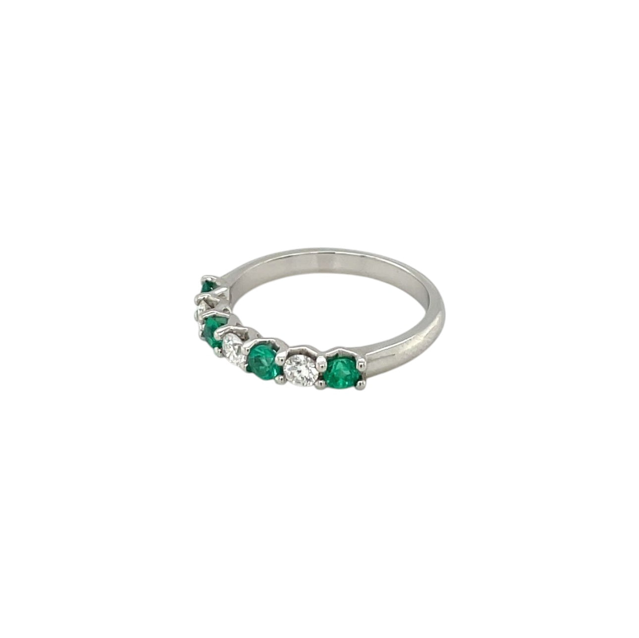 Platinum Emerald & Diamond Half-Set Eternity Ring (M)