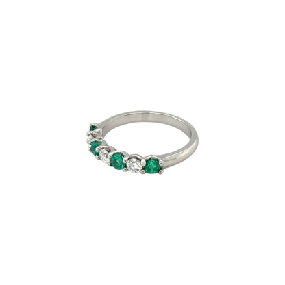 Platinum Emerald & Diamond Half-Set Eternity Ring (M)