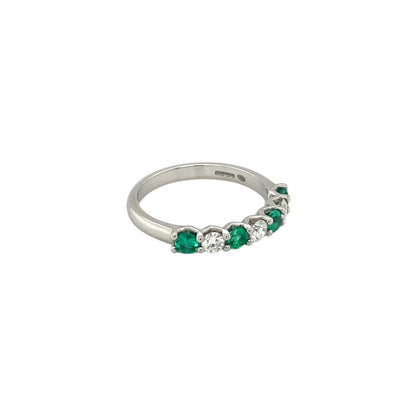 Platinum Emerald & Diamond Half-Set Eternity Ring (M)