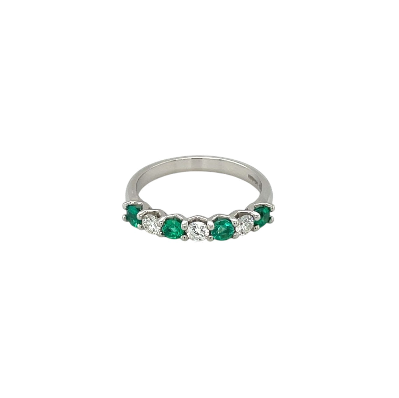 Platinum Emerald & Diamond Half-Set Eternity Ring (M)