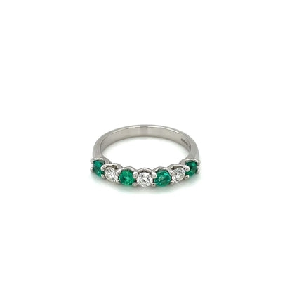 Platinum Emerald & Diamond Half-Set Eternity Ring