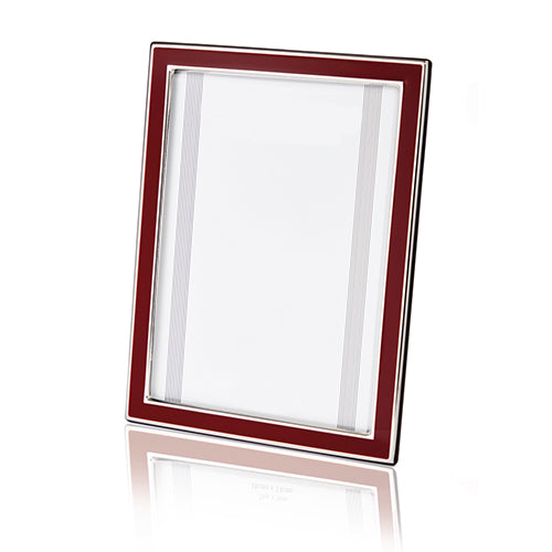 Bristol Ruby Red Enamel And Silver Frame (7x5)