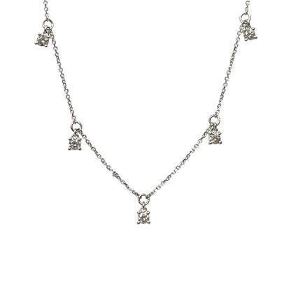 18ct White Gold Diamond Station Necklace (16.5")