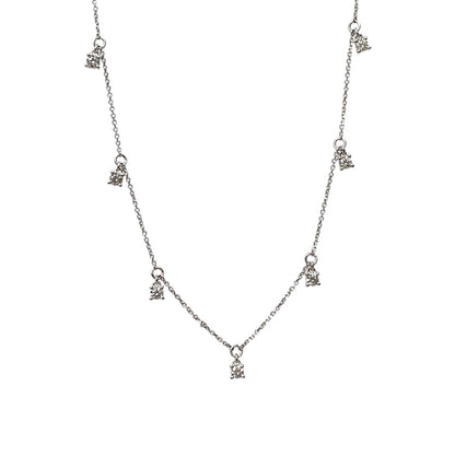 18ct White Gold Diamond Station Necklace (16.5")