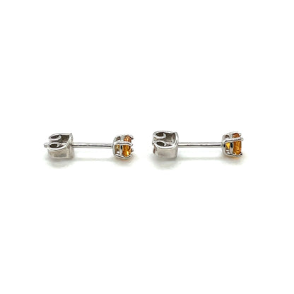 Silver Citrine Stud Earrings