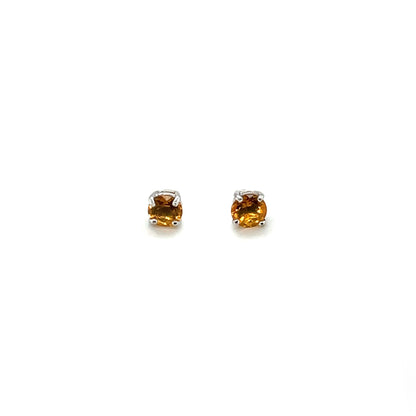 Silver Citrine Stud Earrings