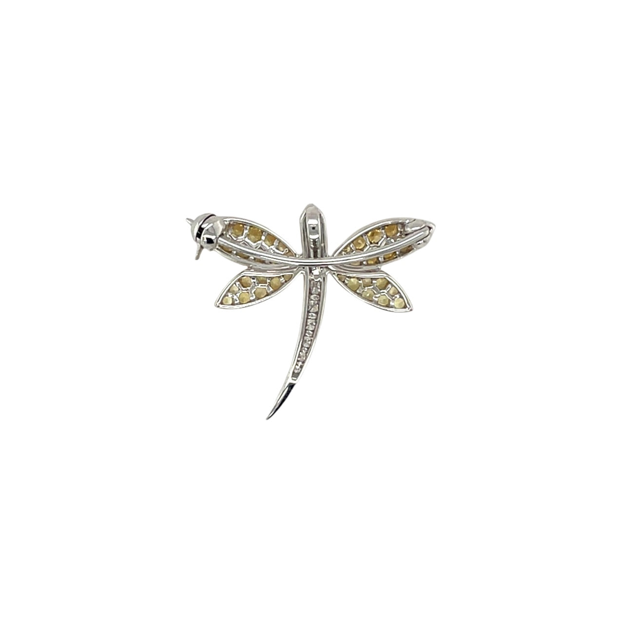 18ct Yellow & White Gold Yellow Sapphire & Diamond Dragonfly Brooch or Pendant