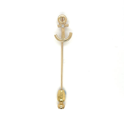 9ct Yellow Gold & Diamond Anchor Lapel Pin