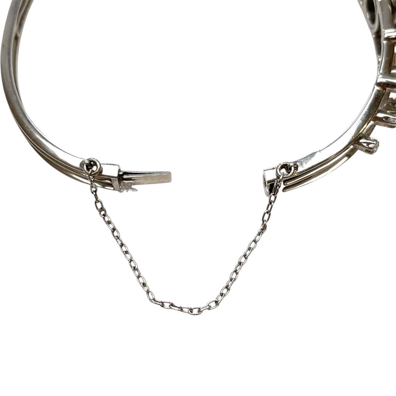 14ct White Gold Sapphire & Diamond Bangle