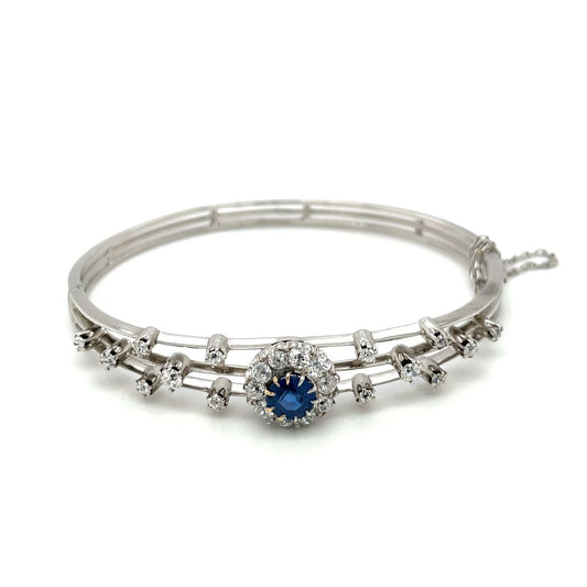 14ct White Gold Sapphire and Diamond Bangle