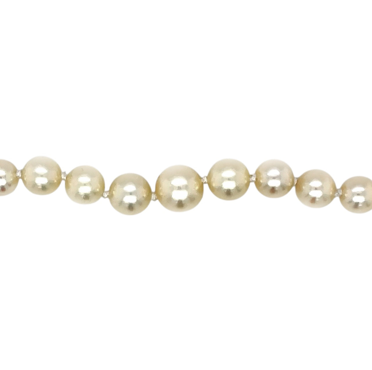 9ct Yellow Gold Graduated Pearl Necklace Strung with Knots (16")