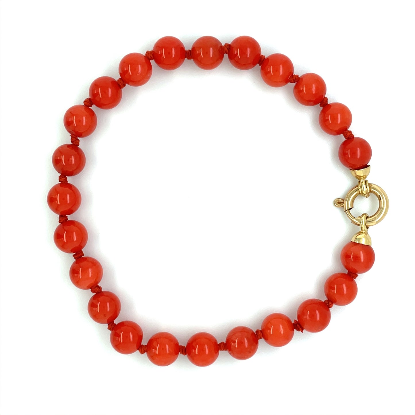 18ct Yellow Gold Coral Bead Bracelet