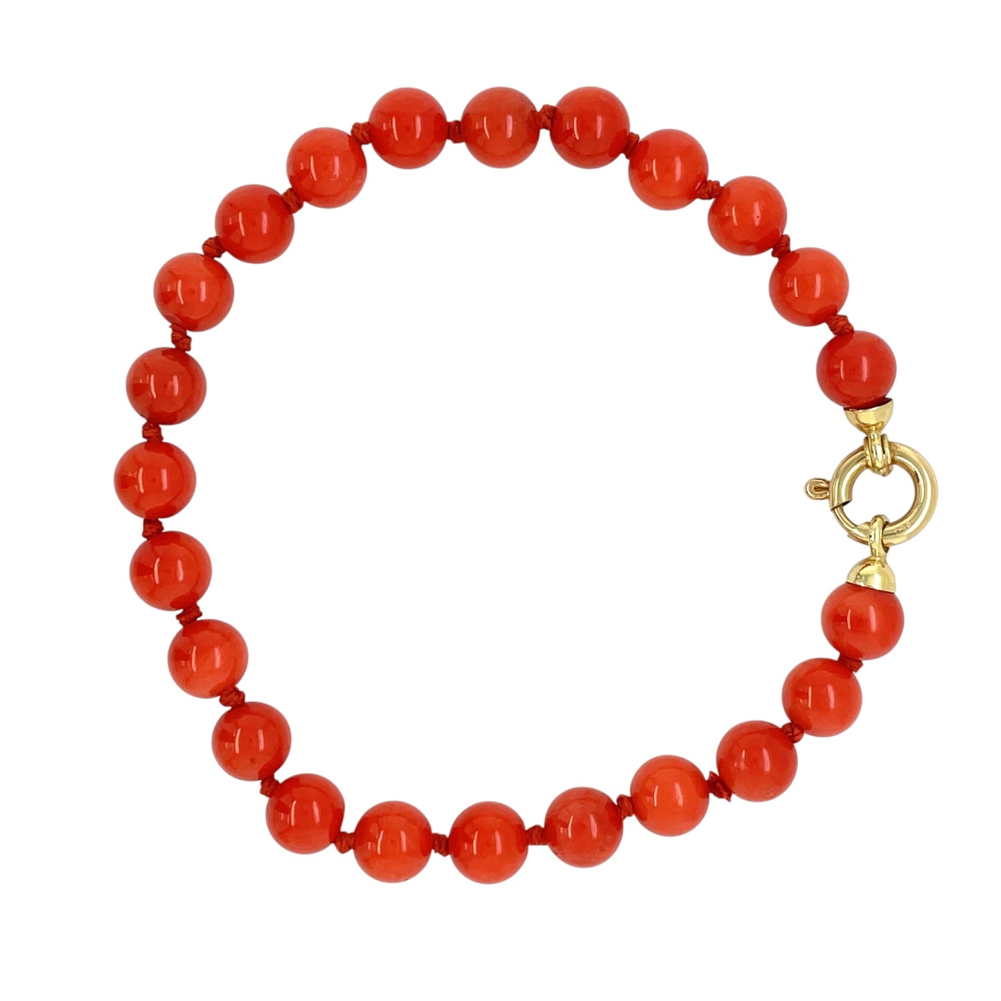 18ct Yellow Gold Coral Bead Bracelet (8")