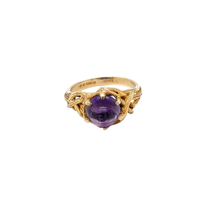 9ct Yellow Gold Cabochon Amethyst Ring (M1/2)