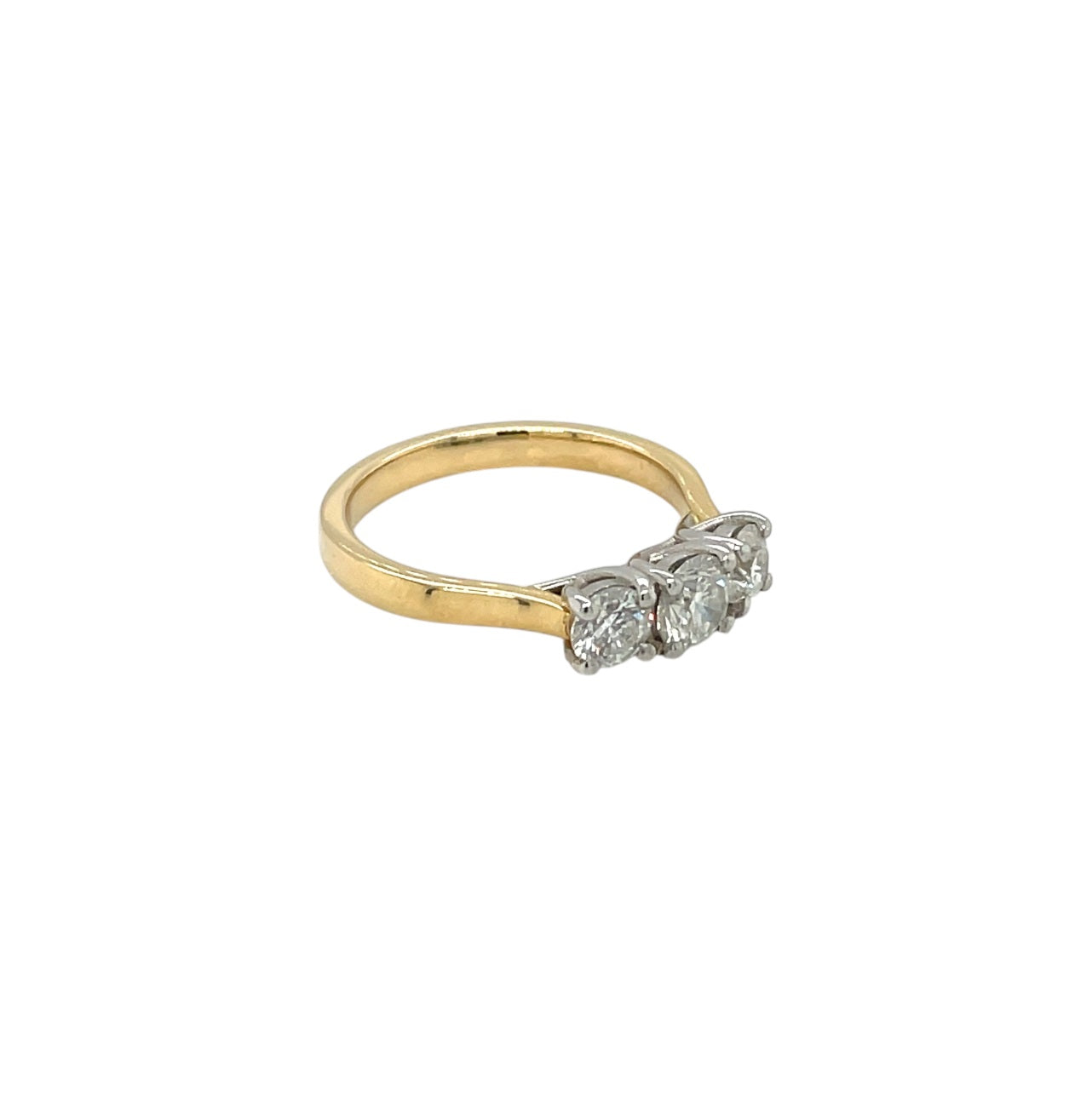 18ct Yellow Gold and Platinum Three Stone Diamond Ring (M)