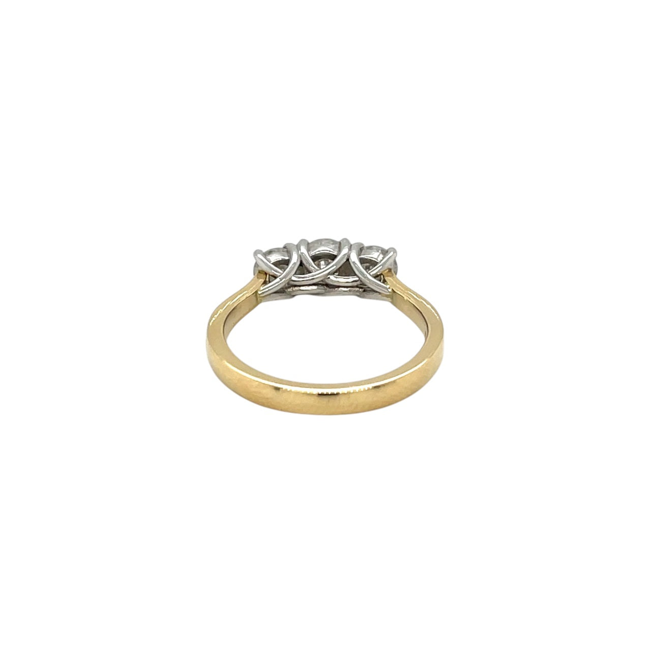 18ct Yellow Gold and Platinum Three Stone Diamond Ring (M)