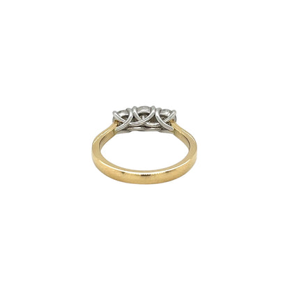 18ct Yellow Gold and Platinum Three Stone Diamond Ring (M)