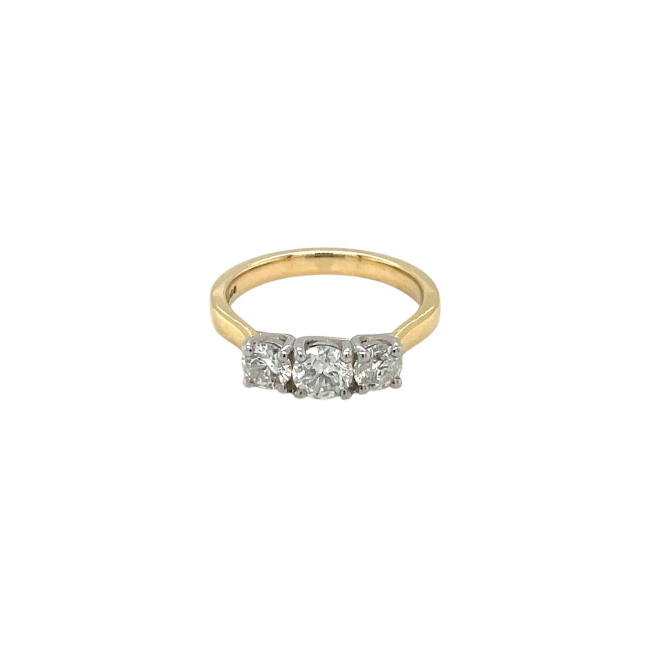18ct Yellow Gold and Platinum Three Stone Diamond Ring (M)