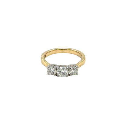 18ct Yellow Gold and Platinum Three Stone Diamond Ring (M)