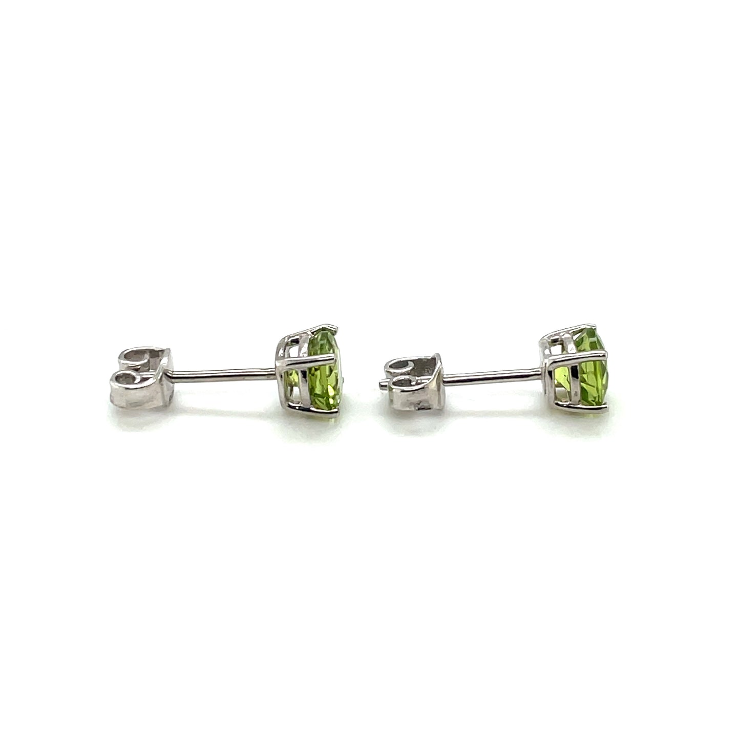 Silver Peridot Stud Earrings (6mm)