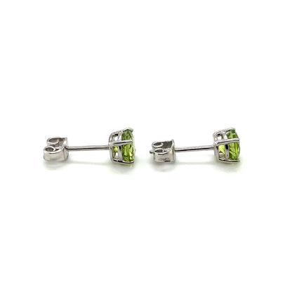 Silver Peridot Stud Earrings (6mm)