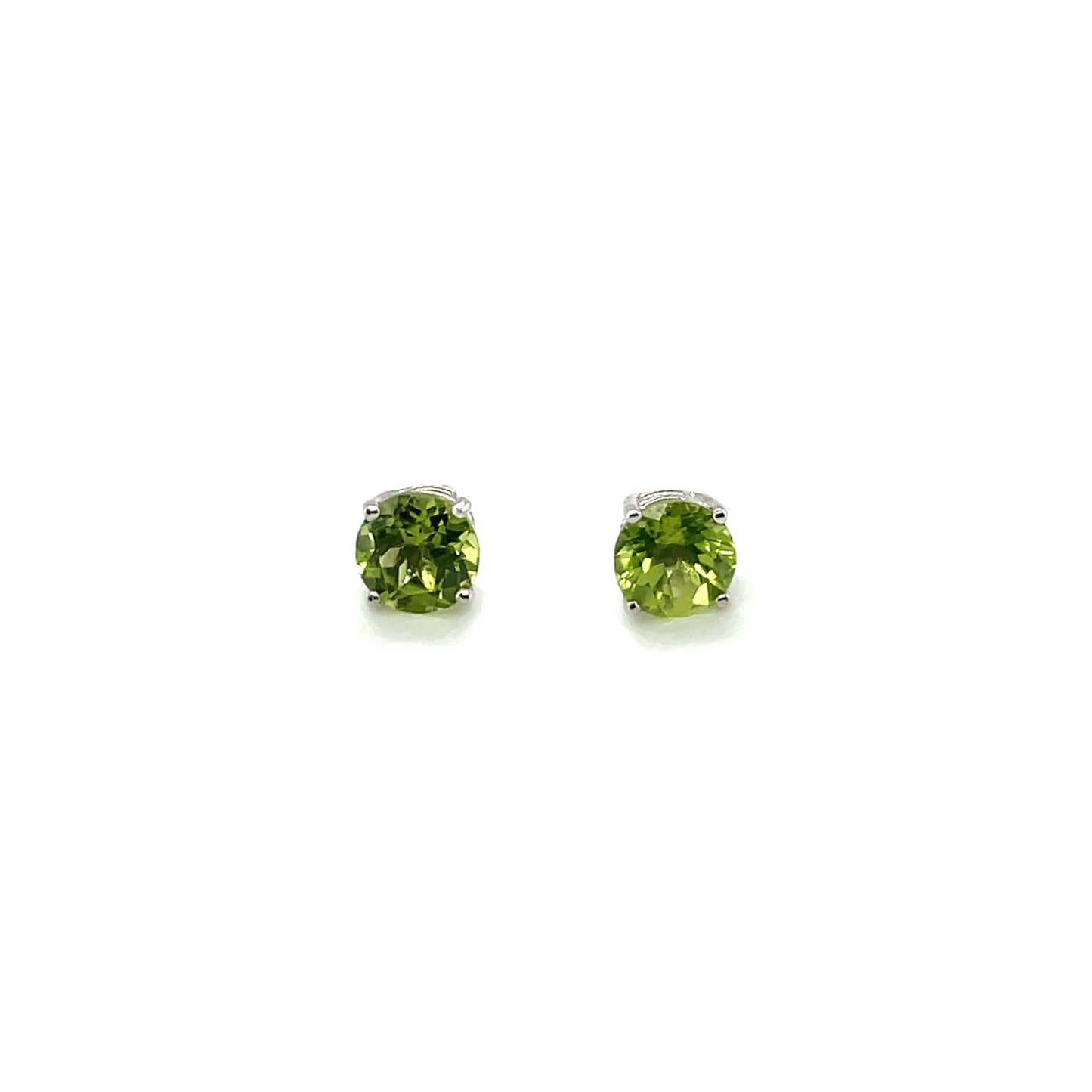 Silver Peridot Stud Earrings (6mm)